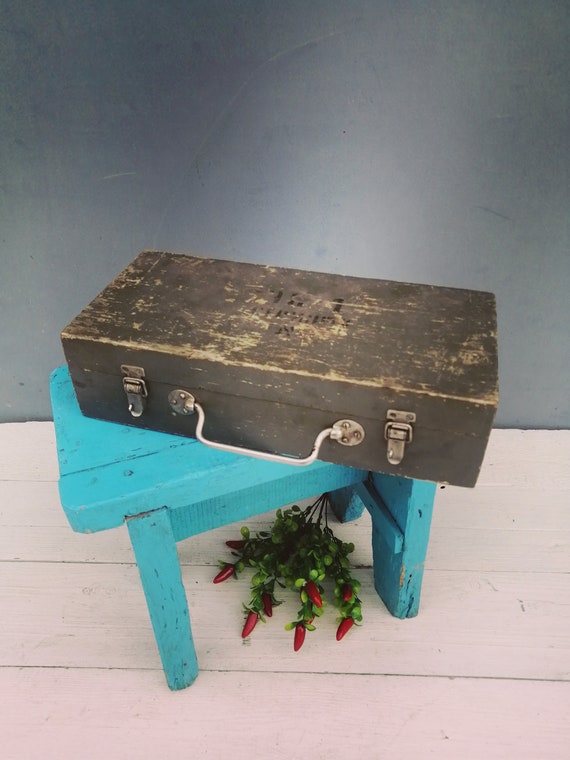 Vintage Wooden Box Antique Wooden Box With Metal Folding Etsy