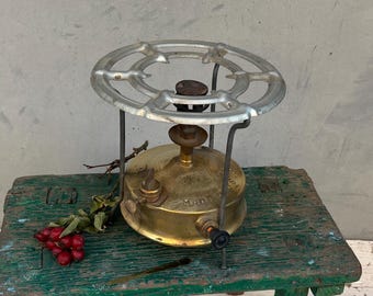 Petroleumbrenner, Antiker Messingbrenner, Alter Outdoor-Ofen, Petroleumkocher, Primuskocher, Vintage Primus, industrielles Dekor, primitives Dekor
