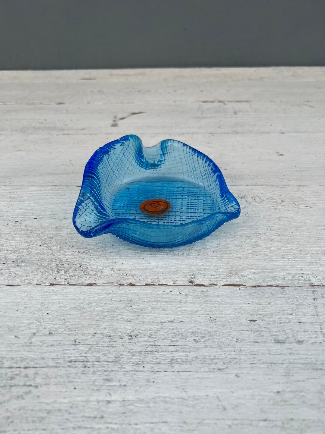 Vintage Glass Ashtray Unique Ashtray Blue Glass Ashtray Etsy
