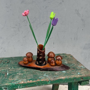 Vintage Wooden Pencil Holder, Primitive Wooden Pencil Holder, Antique Decorative Craft, Unique Desk Decor, Wooden Home Decor, Office Decor
