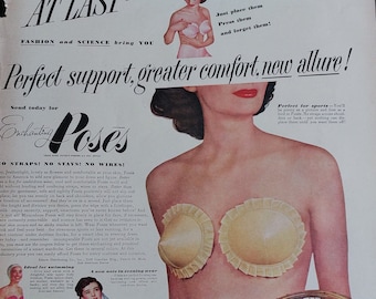 RARE 2x Vintage 1940 1940s 1950 1950s ad poses adhensive bra lingerie