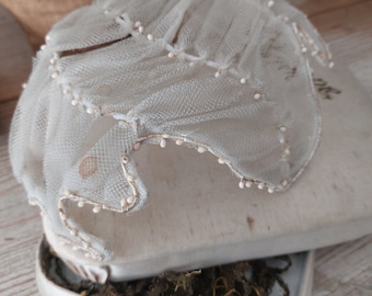 antique vintage early 1900 1900s wedding cap headpiece headdress wax pearls  white