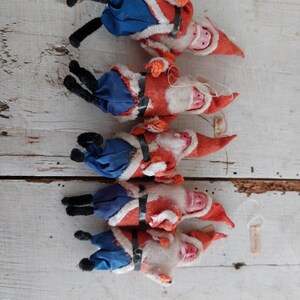 5x antique 1940s 1950s chenille santa santas composition pipe cleaner