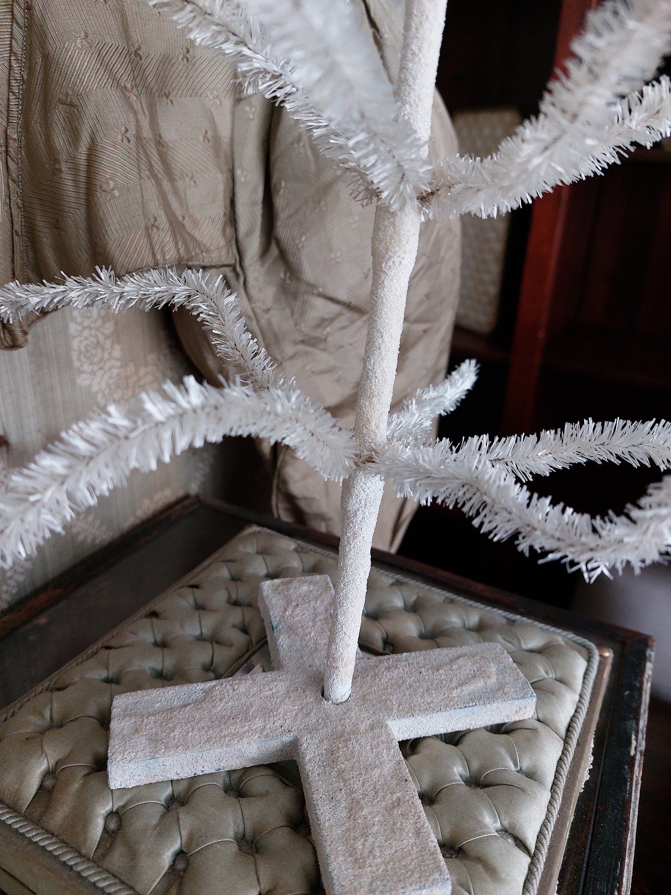 Antique Vintage Feather Tree Christmas Tree White 1950 1950s Sugared Etsy