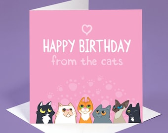 Happy Birthday from the cats card, Birthday card from cats, From the cats birthday card for cat lover, cat lover friend birthday card