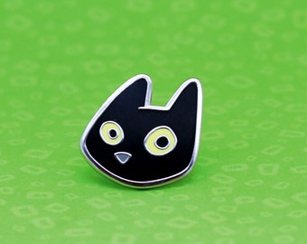 Cute black cat pin, Black cat pin badge for cat lover, Sweet black cat hard enamel pin, Black cat with yellow eyes pin