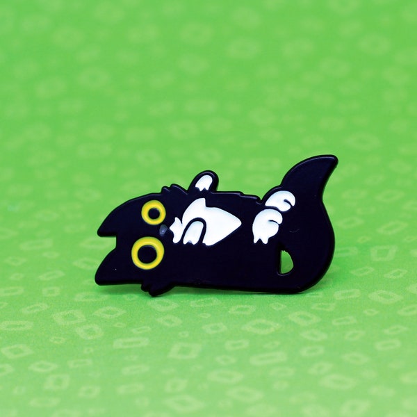 Cute Tuxedo cat enamel pin, Fluffy cat on back pin, Cute black and white cat pin badge, Soft enamel tuxedo cat pin, Sweet gift for cat mum
