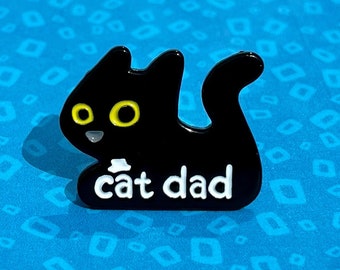 Épingle en émail de papa de chat, épingle en émail de chat noir pour chat papa, épingle en émail doux de chat noir, Cadeau pour le meilleur catdad, Épingle à pain de chat pour chat papa