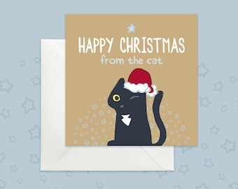 Funny Black Cat Christmas Card, From the Cat, Holiday Card