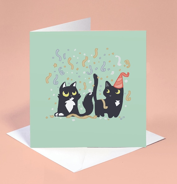 Artery8 Birthday Card Chonk Cat Tea In Chair Cute Fluffy Kawaii Blank Arty Art All Occasion Greeting Card