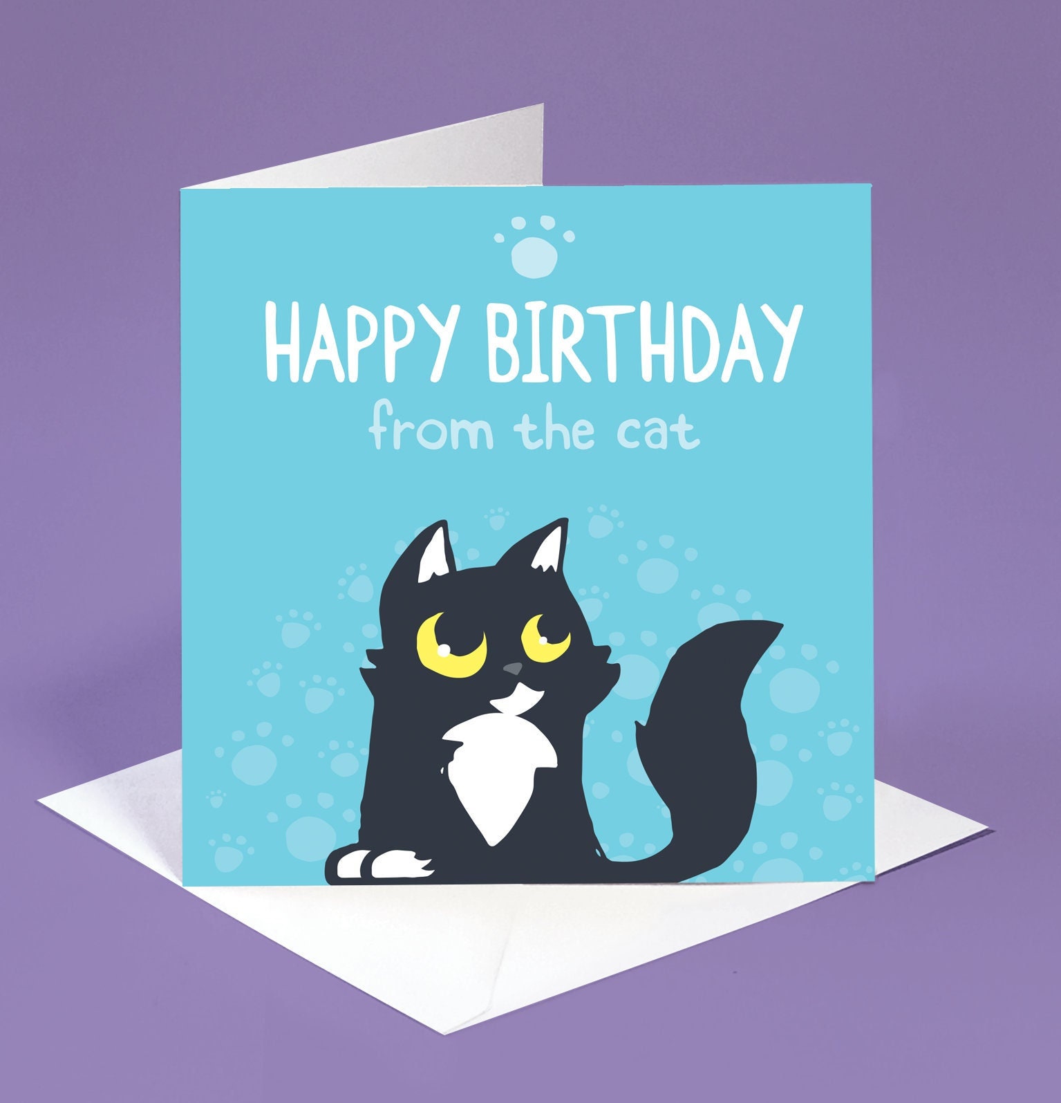 Happy Birthday From the Cat Card Birthday Card for Cat Lover