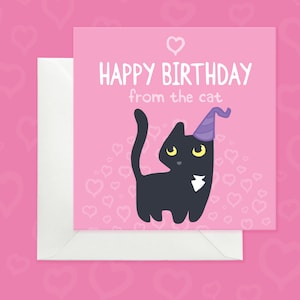 Carte d'anniversaire du chat, carte d'anniversaire pour amoureux des chats, carte de joyeux anniversaire du chat, carte douce chat noir pour amoureux des chats