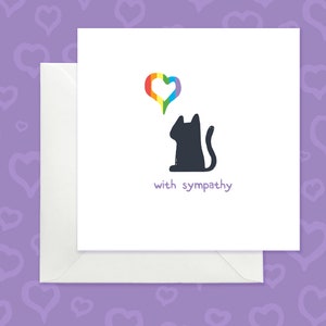 Carte de deuil de chat, carte de perte d'animal de compagnie, carte de sympathie pour animal de compagnie, sympathie de chat noir, désolé pour la perte, carte de perte de chat avec coeur, avec carte de sympathie pour animal de compagnie