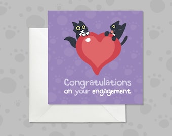 Funny Black Cats Engagement Card for Cat Lovers