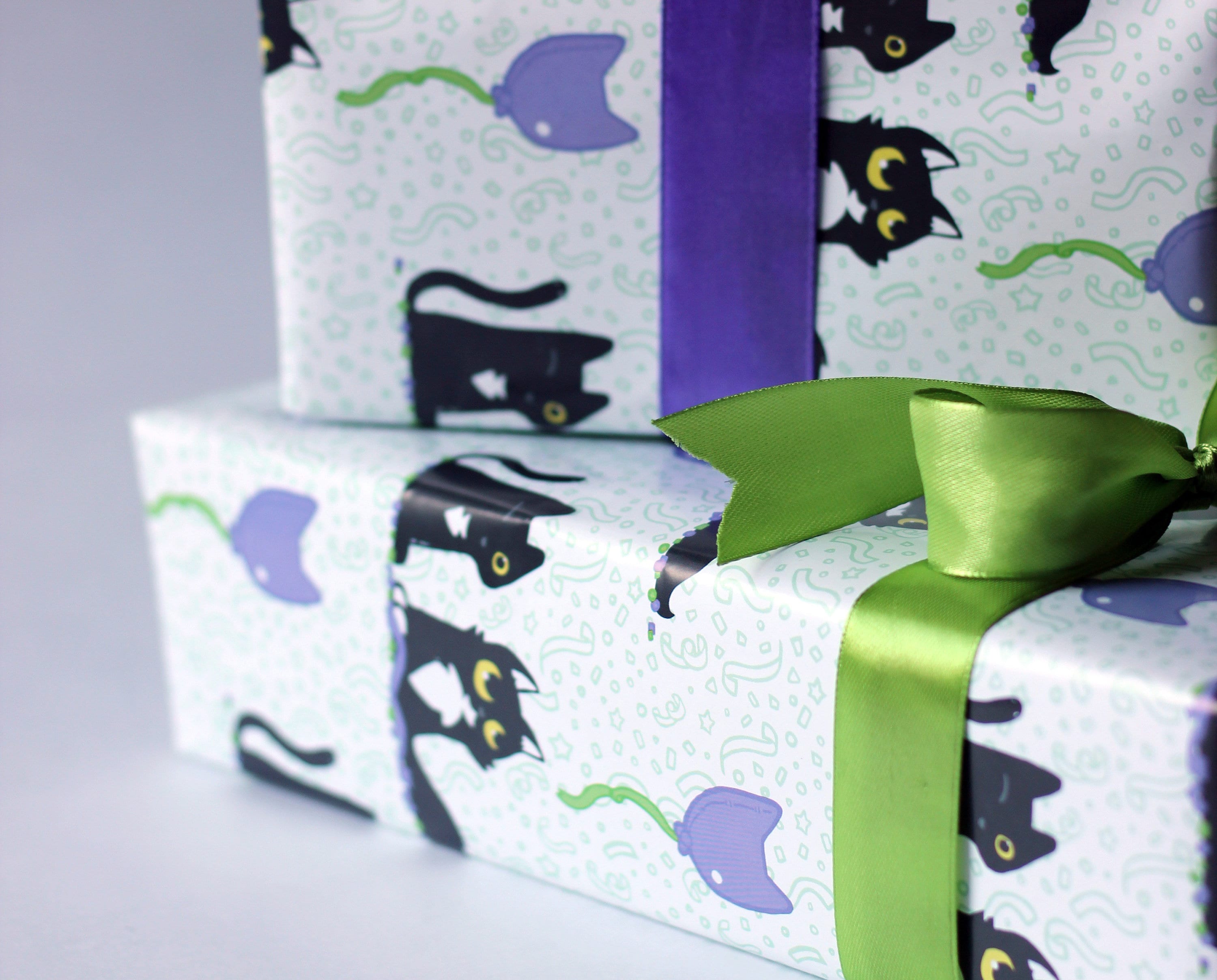 Cat wrapping paper cute black cat gift wrap single sheet of Etsy
