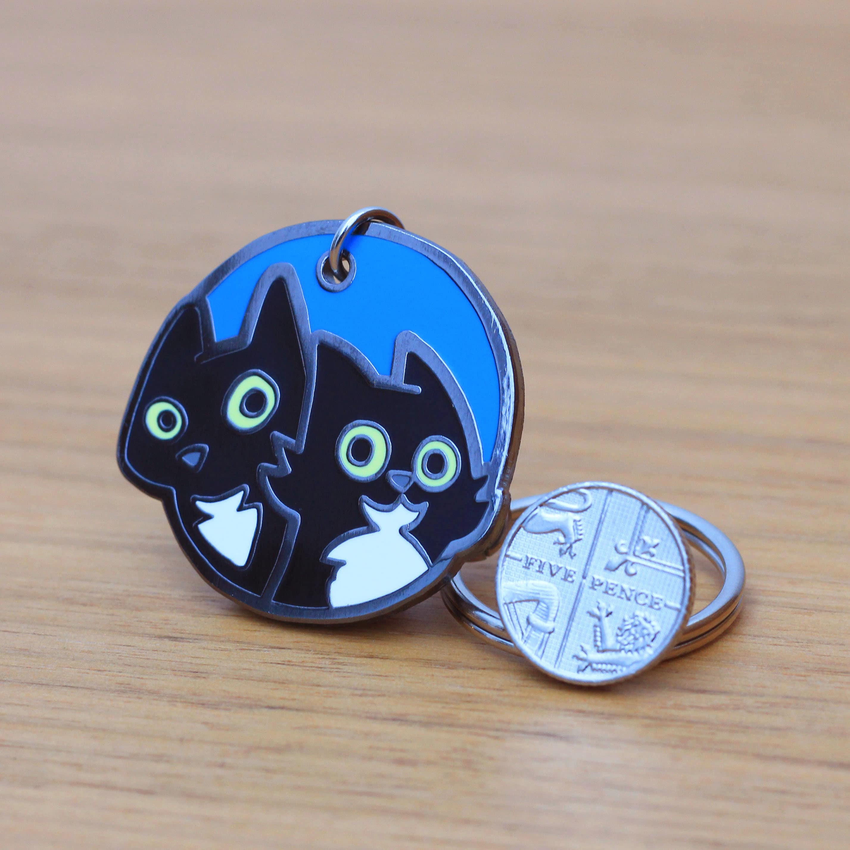 Cute Black and White Cats Keyring Hard Enamel Black Cat Etsy UK
