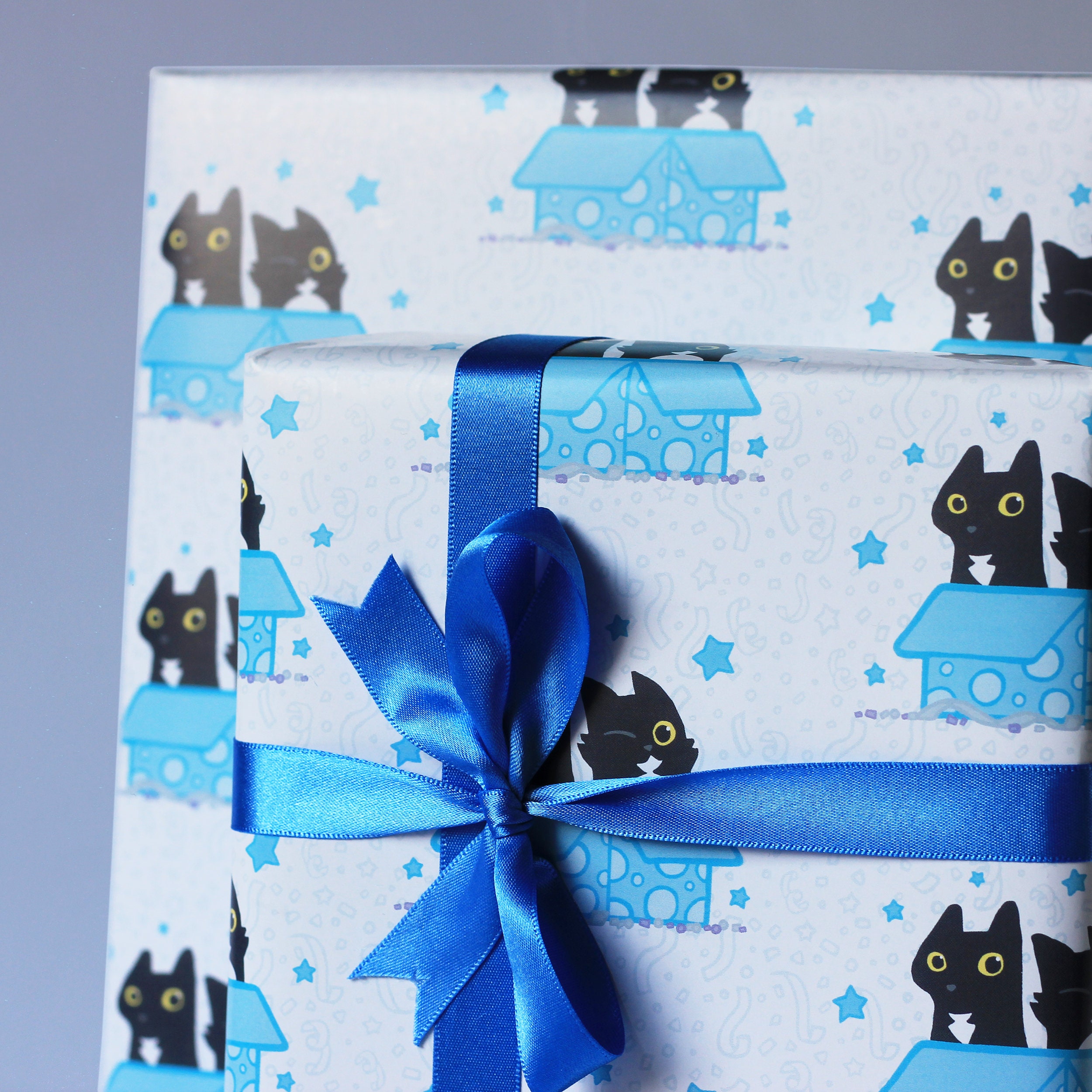 4 sheets of cat wrapping paper black cats gift wrap cats in Etsy