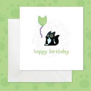 Ensemble d'épingles pour chat et de cartes d'anniversaire, carte d'anniversaire avec épingle pour chat smoking, carte d'anniversaire et épingle en émail chat noir, cadeau doux pour les amoureux des chats