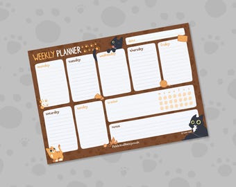 Black Cat Weekly Planner Pad, A4 Desk Planner, Recycled Paper