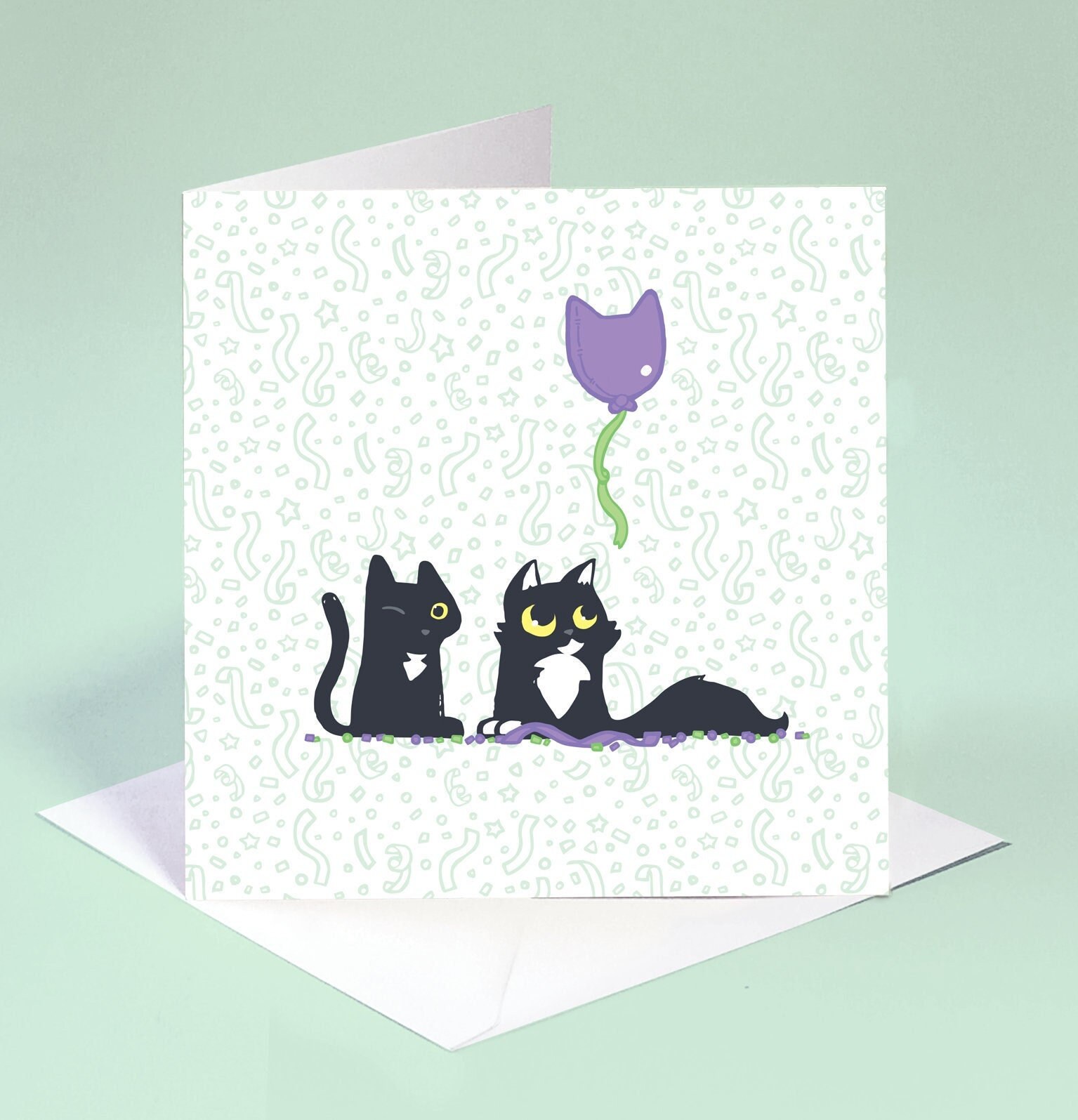 Carte D'anniversaire En Forme De Chat Smoking Noir Et Blanc
