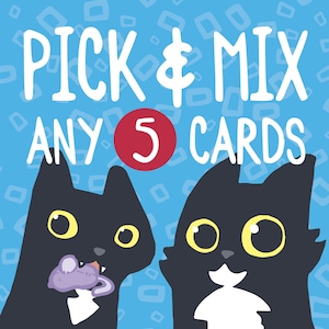 Lot de 5 cartes de vœux, choix de 5 cartes, mélange de cartes, 5 cartes de vœux chat noir, 5 cartes d'anniversaire de chat, cartes pour les amoureux des chats