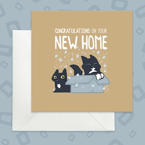 Nouvelle carte de visite avec des chats noirs, Carte de pendaison de crémaillère dorée avec des chats, Nouvelle carte de visite avec chat noir, Félicitations pour votre nouvelle carte de visite