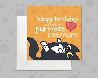 Funny Tuxedo Cat Birthday Card for Cat Mum