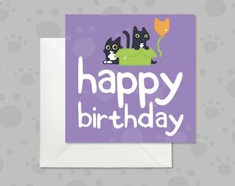 Funny Cat Birthday Card, Playful Cats, Cat Lover Gift