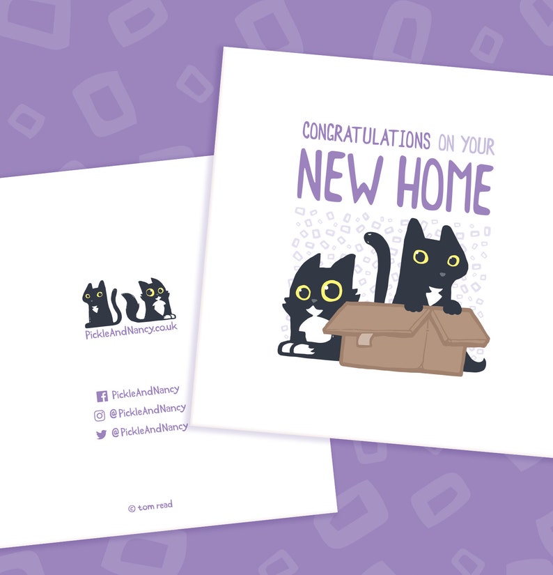 New Home Cat Card Housewarming Card With Cats Moving in Etsy UK