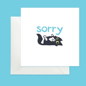 Désolé carte de voeux avec chat, jolie carte désolé avec chat noir et blanc, carte d'excuses avec chat smoking, excuses carte de voeux chats noirs