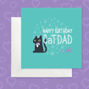 Jolie carte d'anniversaire pour papa chat, carte d'anniversaire catdad avec des chats noirs, jolie carte d'anniversaire avec des chats noirs, carte d'anniversaire douce pour les papas chats