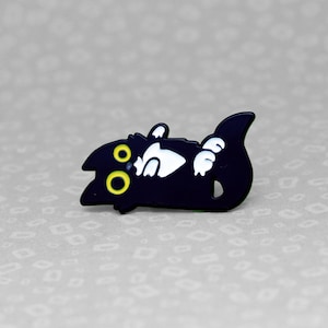 Cute Tuxedo cat enamel pin, Fluffy cat on back pin, Cute black and white cat pin badge, Soft enamel tuxedo cat pin, Sweet gift for cat mum