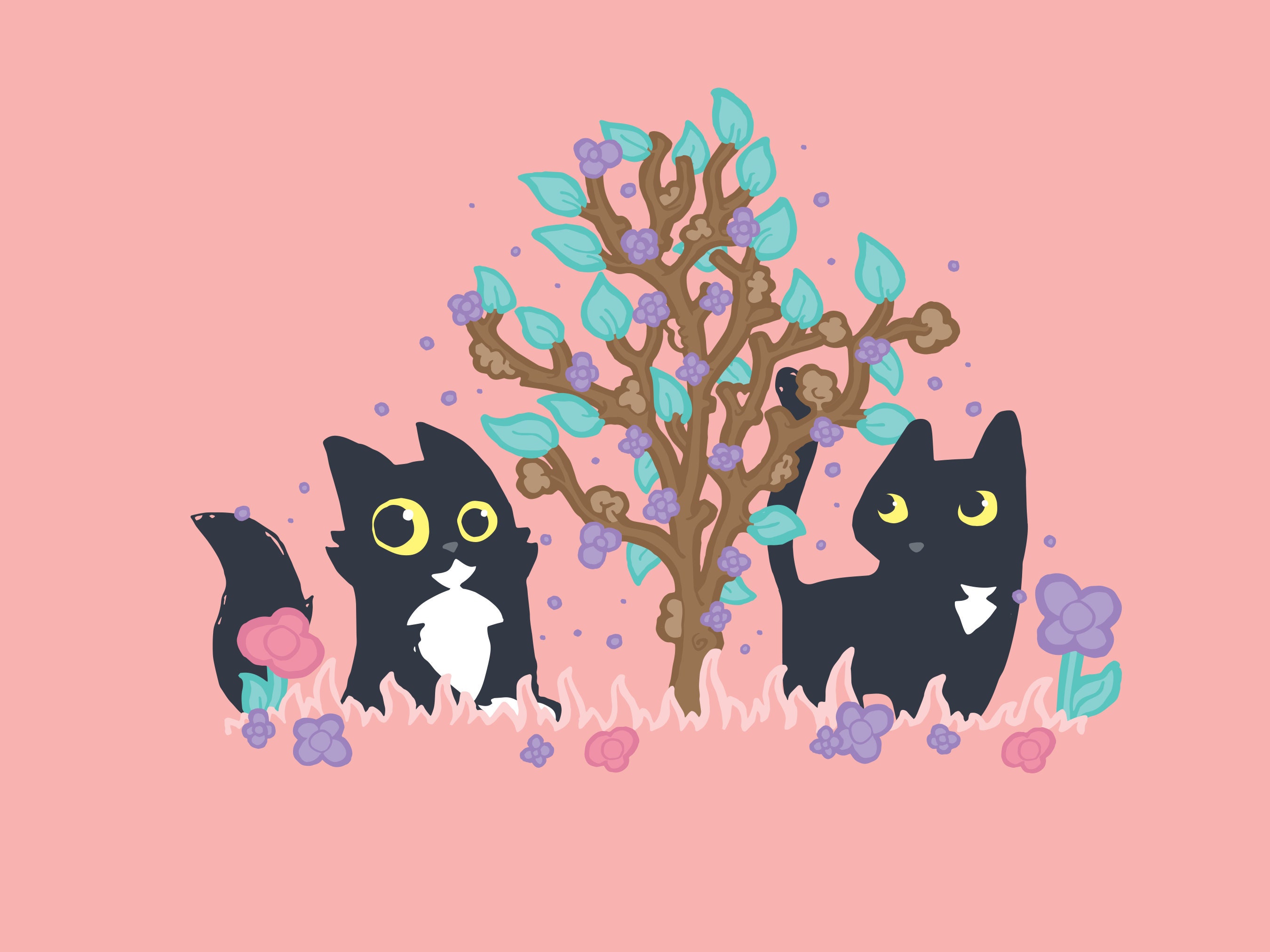 Joyeux anniversaire chat sur le thème carte de voeux avec enveloppe -  meilleur ami - juste pour dire - chat chaton chaton - fleurs aquarelle  florale 