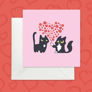 Carte d'anniversaire de chat pour mari, carte d'anniversaire de chat noir, carte d'anniversaire avec de jolis chats noirs pour femme, anniversaire de coeurs et de chat