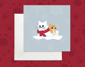 Ginger Kitten Christmas Card, Snowcat Holiday Card