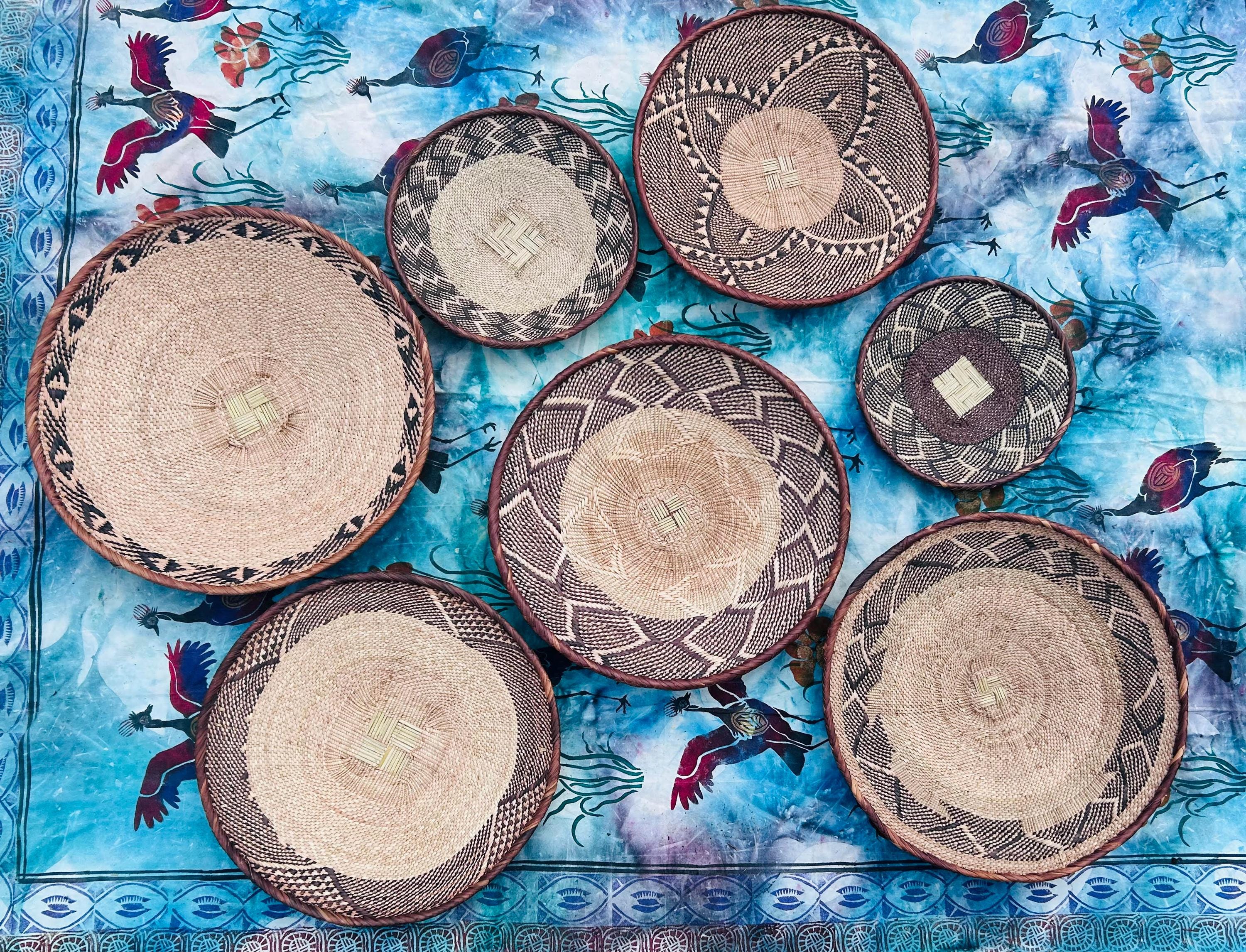 Binga Baskets – African Baskets - Tonga Baskets – African Wall Hanging - Interior Decor- Wall Decor -7 Set of Baskets A1 27cm to 48 cm