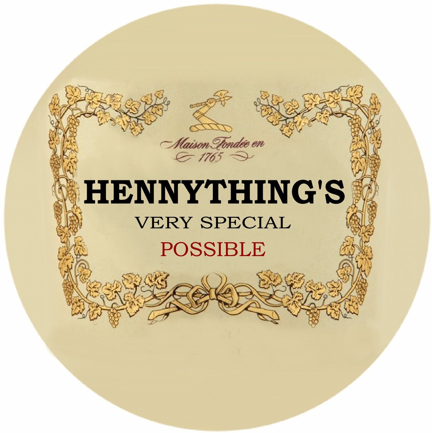Hennything's Possible Cognac Label Round Edible Cake Image ...