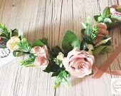 Blush Mauve and Pink Rose, Hydrangea and Rosemary Floral Wedding Dog Collar Wedding Dog Canine Garland Adornment Flower Crown for Dogs