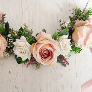 Blush Pink Rose, White Rose, Pink Lavender and Gypso Floral Wedding Dog Collar Wedding Dog Garland