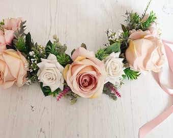 Blush Pink Rose, White Rose, Pink Lavender and Gypso Floral Wedding Dog Collar Wedding Dog Garland