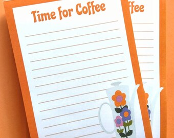 Retro Coffee Pot A5 Notepad (Lined) Retro Stationery | Retro notepad | Dolly Days inspired design | Mid century design | Coffee Notepad