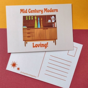 Retro MCM A6 Postkarte | MCM Möbel | Mid-Century Modern Postkarte | MCM Sideboard | Retro Kaffee Postkarte