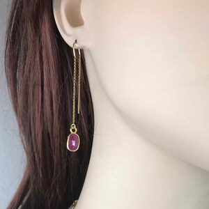 Ruby Threaders, Pink Threaders, July Birthstone threaders, Birthstone Threaders,Ruby Earrings, Ruby jewelry, Ruby goldfill threader Earrings
