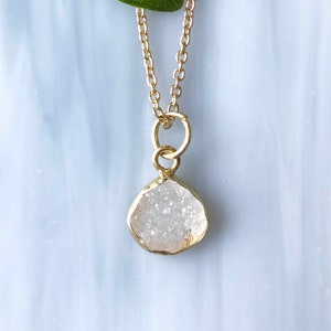 Moonstone druzy pendant necklace, druzy pendant necklace, druzy necklace, druzy jewelry, white moonstone necklace