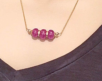 22k gold diamond Ruby bar Necklace, ruby diamond necklace, Ruby necklace, July birthstone necklace, anniversary gift, Christmas gift