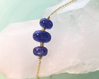 December Birthstone, Tanzanite Necklace, Choker, Chains, Tanzanite Jewelry, Gemstone Necklace, Gemstone Jewelry, Tanzanite 14K GF Necklace