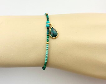 22K solid gold Turquoise bracelet, December birthstone jewelry, sleeping beauty turquoise bracelet, green bracelet, blue bracelet, mom gift