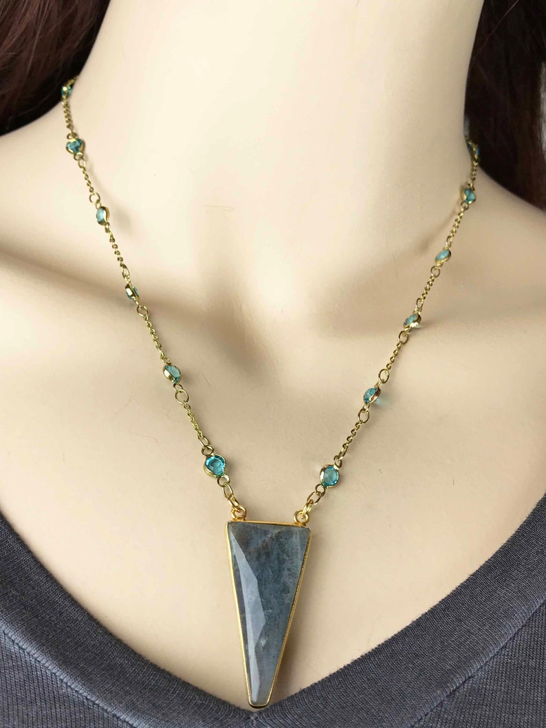 Labradorite Blue quartz Necklace.