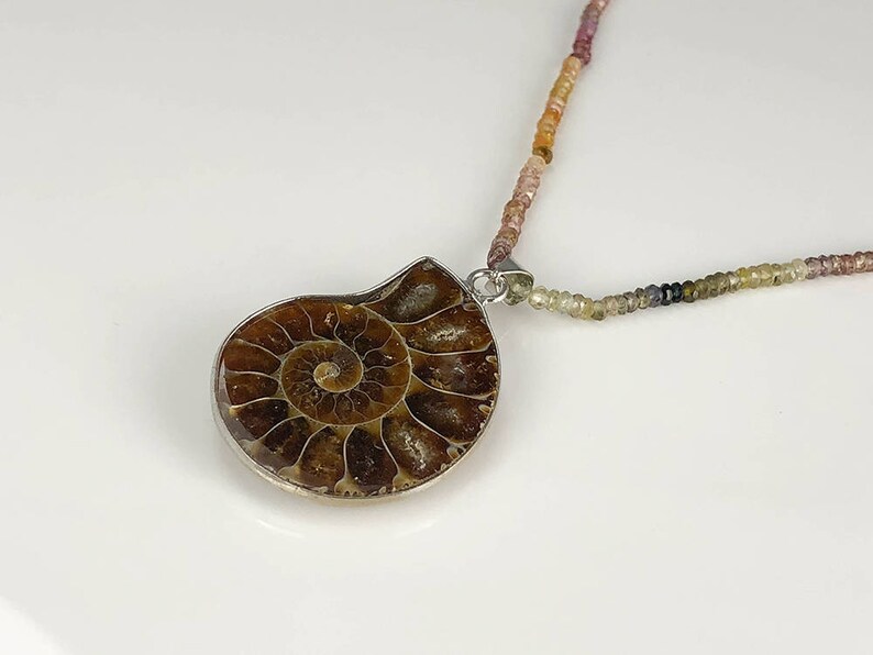 Sapphire Ammonite Necklace Gemstone Necklace Designer necklace