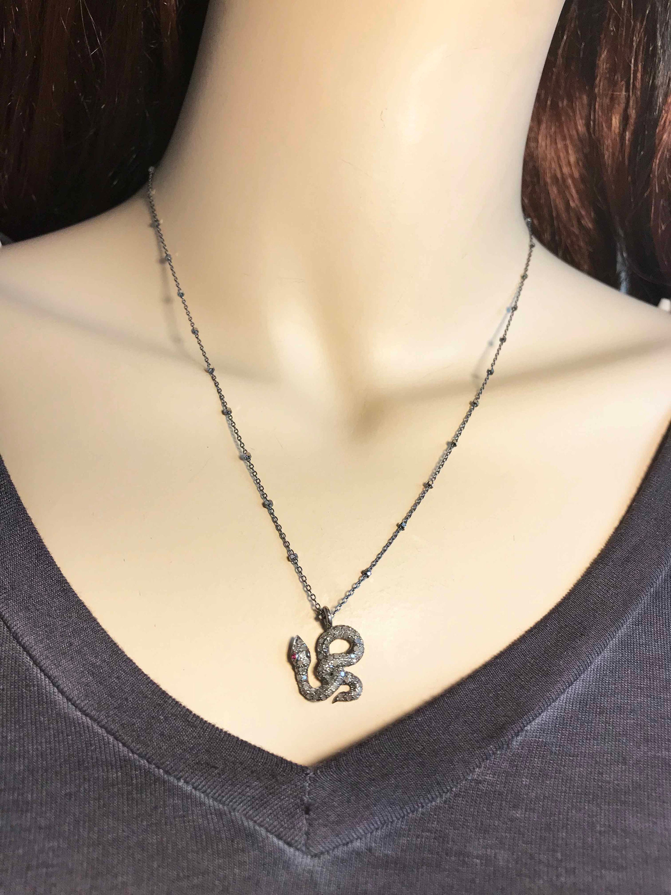 Snake Diamond Pendant Snake Pendant Pave Diamond Pendant Gift